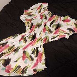 CATO ABSTRACT ARTSY ACCORDION TOP, LARGE, POLY